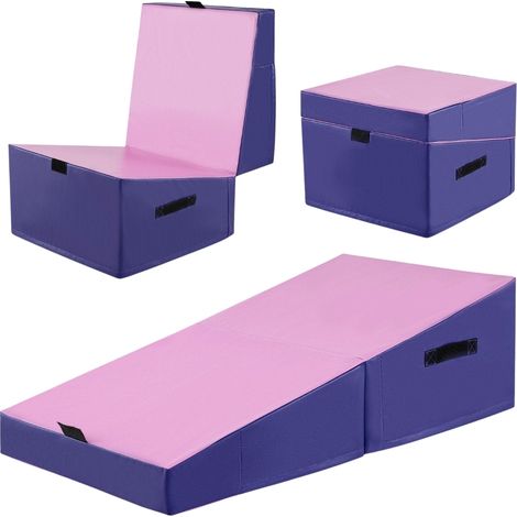 Tapis de gymnastique 2 en 1 avec poignée de transport Tapis de gymnastique incliné Tapis de sol souple en forme de coin (1/5)