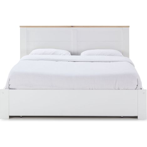 Lit adulte, lit double avec tiroirs coloris blanc, couchage 160 x 200 cm - Longueur 208 x Profondeur 173 x Hauteur 100 cm (1/5)