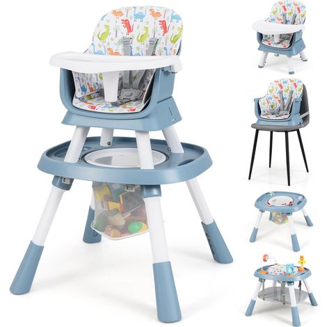 COSTWAY 16-in-1 Convertible Baby High Chair Multifunctional Kids Chair-Blue