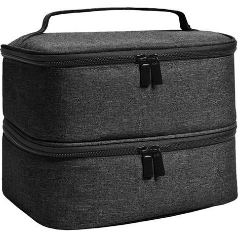 Detachable 30-Poly Grid Lined Nail Polish Storage Bag Organizer, Black (1/5)