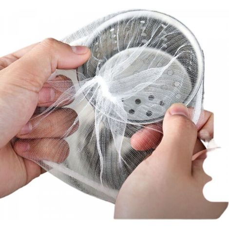 Filtre à déchets blanc pour évier de cuisine, lot de 100, pour éviers, siphons de sol et bassines à légumes afin d'éviter les obstructions. (1/5)