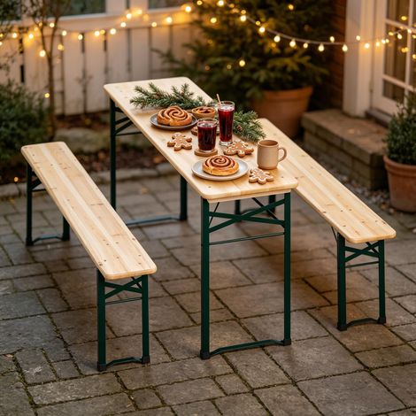 Ensemble de mobilier de réception confortable, jardin et terrasse – table et bancs pliants en acier et résine tressée, gris anthracite (1/4)