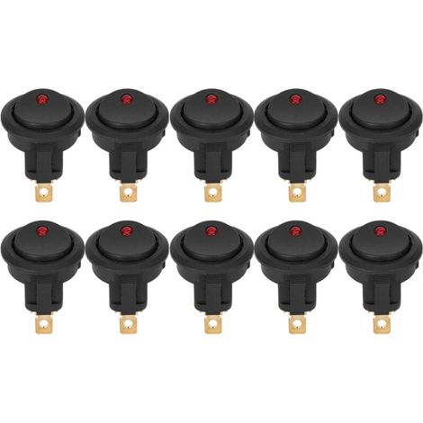 Interrupteur SPST étanche à bascule ronde marche/arrêt 12V, 10 pièces, projecteur LED, borne argentée à 3 broches (1/4)