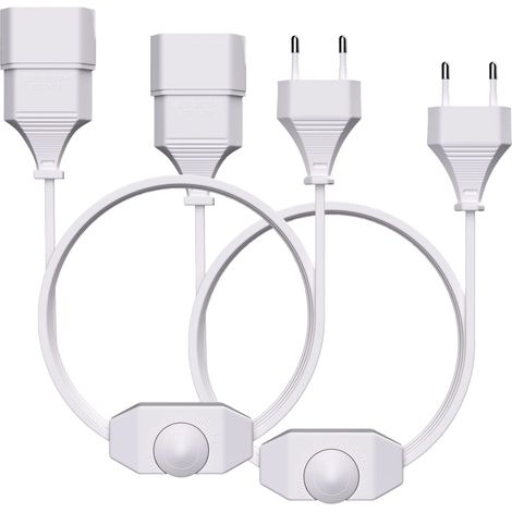 (2 blancs) Rallonge avec interrupteur LED à intensité variable et prise secteur, prise standard européenne (1/5)