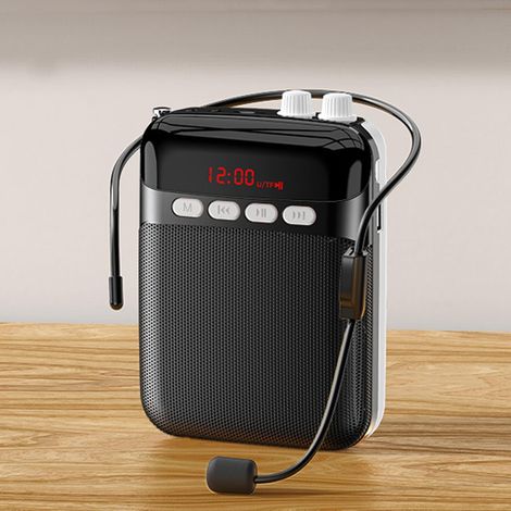 Amplificateur Voix Portable avec Microphone Casque 2400mAh LED Amplificateur de Voix pour Enseignants Système de Sonorisation Puissant pour Guides Micro Haut Parleur pour Réunion Classe, Noir (1/5)