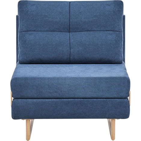 Fauteuil-lit Simple en Tissu Rembourré pour 1 Personne Dépliable Bleu Jerslev