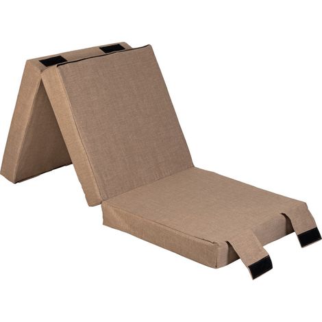 Loft 25 - Materasso singolo pieghevole, Materasso futon pieghevole per soggiorno, Materasso ospiti pieghevole con cinghie di fissaggio e maniglia per il trasporto - Sabbia (1/5)