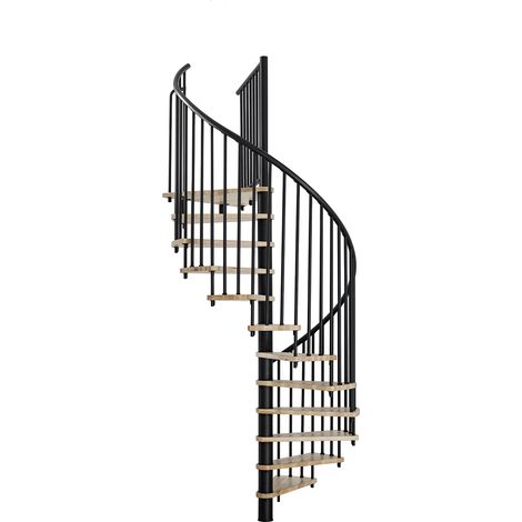 Minka Spindeltreppe Spiral Smart 38 - 305,5cm Geschosshöhe Eiche Schwarz 160cm Durchmesser