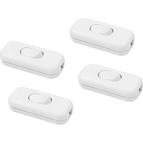 4 Pièces Interrupteurs Intermédiaires en Ligne 6A/250V pour Lampes, Interrupteur Bipolaire Blanc Compatible avec Câbles 2 et 3 Fils, Idéal pour Interrupteur Lampe de Chevet et Réparations d’Éclairage (1/5)