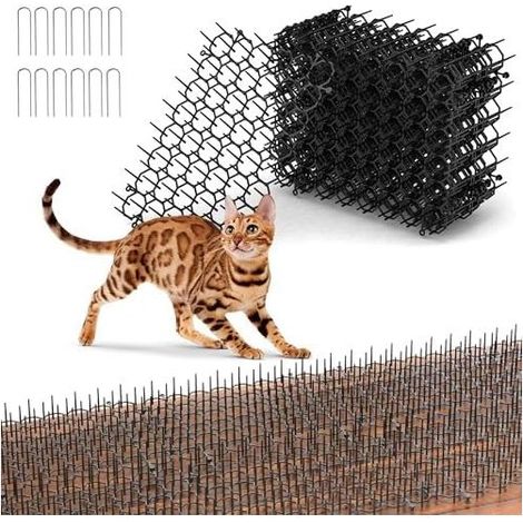 Katzenabwehr für den Außenbereich – 12er-Pack Anti-Katzen-Spikematten für den Garten, 20 x 15 cm große Kunststoffgitter, wirksame Barriere zum Schutz von Pflanzen, Setzlingen und Gemüsegärten (1/5)