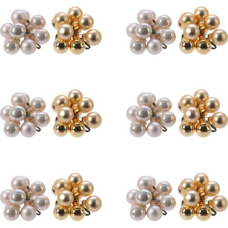 OFFERTA 12 MAZZOLINI DI SFERE NATALIZIE D.2CM PERLA/ORO MODELLO ASSORTITO