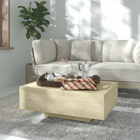 vidaXL Mesa de centro madera contrachapada color roble 85x55x31 cm (1/5)
