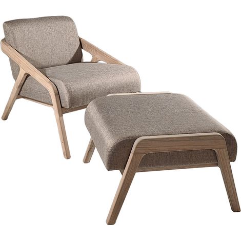 WASHINGTON - Fauteuil avec repose-pieds en mindi vernis naturel - Relaxation et confort