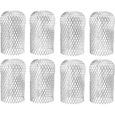 Lot de 8 protège-gouttières - Protection de descente de gouttière en aluminium, crépine extensible anti-feuilles, dimensions : 10 x 17 cm