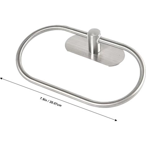 Ovaler Handtuchring aus Edelstahl 304 für Bad/WC – Kein Bohren oder Nageln erforderlich – Silber (1/5)