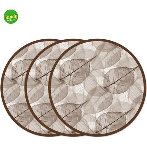Sottobicchiere Ø10 foglie marroni set 3 pezzi