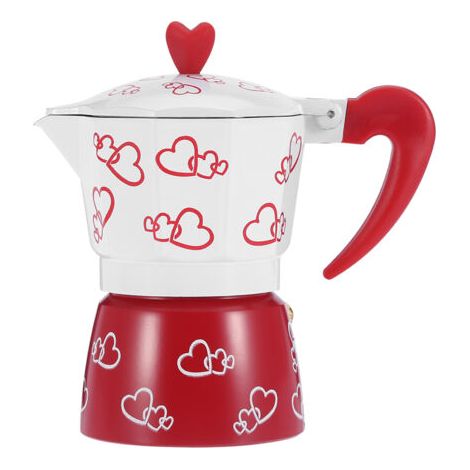 DEESSE SHOP-Keenso Cafetière en Aluminium Robuste pour la Maison et le Bureau avec un Matériau Réutilisable et Inodore (Grand coeur rouge) (1/5)