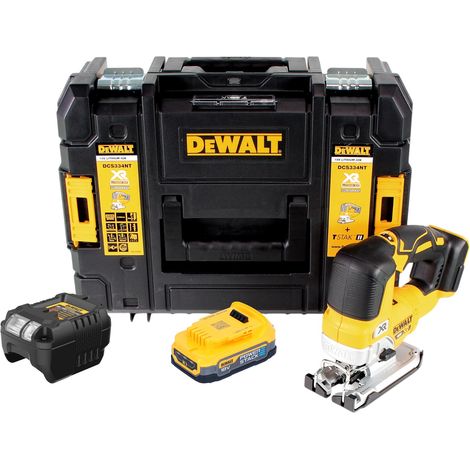 DeWalt DCS 334 E1T Scie sauteuse oscillante sans fil 18 V Brushless + 1x batterie Powerstack 1,7 Ah + chargeur + TSTAK (1/5)