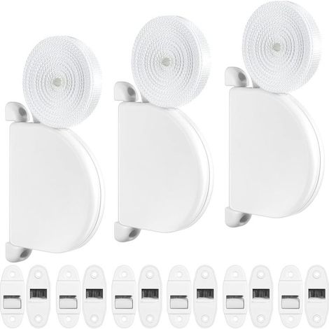 3 Pcs, Blanc Enrouleur de Sangle pour Volet Roulant Pivotant Enrouleur de Sangle en Saillie avec Système de Charnière Inclure 5m Sangle de Ceinture et 6 Pcs Guide Ceinture avec Brosse (1/5)