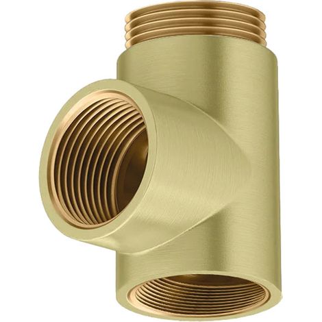 Heatwave Towel Rail Dual Fuel T-Piece Brushed Brass (1/2)