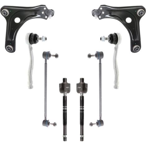 KIT BRACCIO OSCILLANTE 8 PEZZI COMPATIBILE CON PEUGEOT 208 I (CA, CC) 1.4 Hdi / Kit Sospensione Completo OE/OEM / Bracci Oscillanti + Testine Sterzo / Sostituzione Diretta OEM