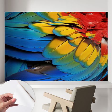 Papier peint autocollant adhésif installation rapide du papier peint durable et résistante Plumes arc-en-ciel 104x70 cm (1/5)