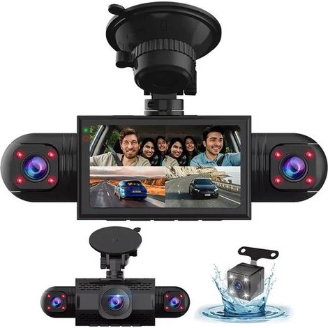 Dashcam a 4 canali a 360° HD 1080P con 4 obiettivi e scheda di memoria da 32 GB. (1/5)