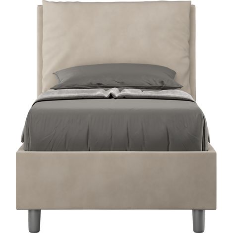Letto Singolo 80x200 cm con Rete e Contenitore Antea Sabbia (1/5)