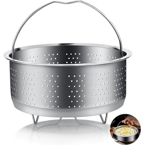 Panier à Vapeur, 304 Acier Inoxydable Panier Autocuiseur, Panier Vapeur, Insert pour Cuisson à Vapeur avec Poignée Recouverte, pour la Cuisson des Légumes et des Aliments (20cm) (1/5)