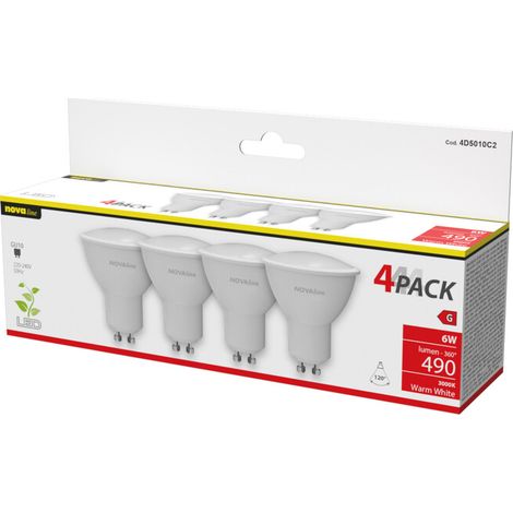 NOVA LAMPADINA LED SPOT GU10 6W 490LM 3000K PZ.4
