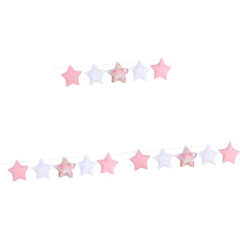 3pièces Guirlande Étoile Suspendue pour Décoration De Chambre Étoiles Roses Et Blanches pour Berceau Et Tente (1/5)