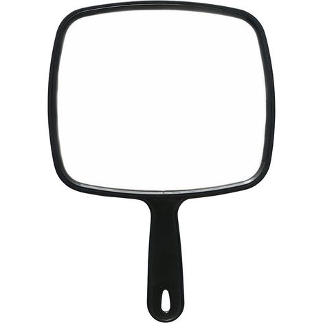 Handspiegel, flacher schwarzer Handspiegel mit Griff, quadratisch, 21,5 cm (1/5)