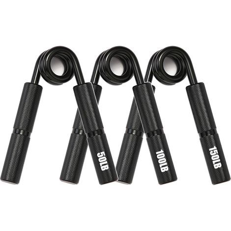 Lot de préhenseurs en métal argenté, 50 LB, 100 LB, 150 LB – Renforceur antidérapant robuste, excellent exerciceur pour les poignets et avant-bras, idéal pour le home gym et l’entraînement de la force (1/5)