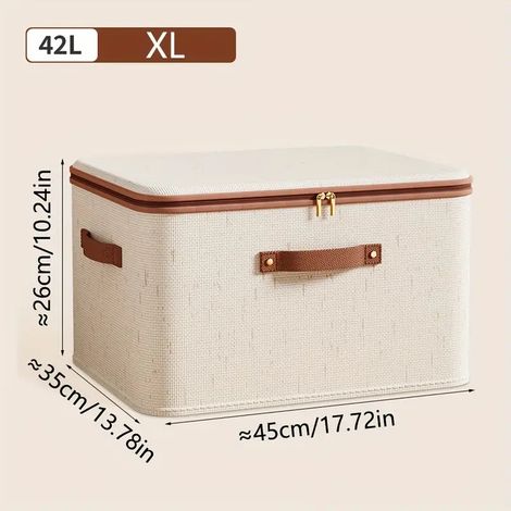 Lot de 2 bacs de rangement en coton et lin - Résistants aux rayures et à l'usure, pliables et peu encombrants - Taille XL 45 x 35 x 26 cm (1/5)