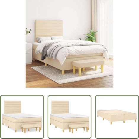 vidaXL Kopfteil - Boxspringbett mit Matratze Creme 120x200 cm Stoff (1/5)