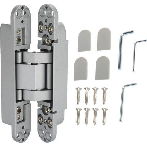 Charnières de porte réglables, Angle d'ouverture de 180 degrés, charnière pliante 3D avec vis à clé hexagonale pour bois 40kgargenté (1/5)