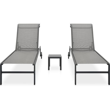 Maison Exclusive - Lettini Prendisole 2 pz con Tavolo in Textilene e Acciaio