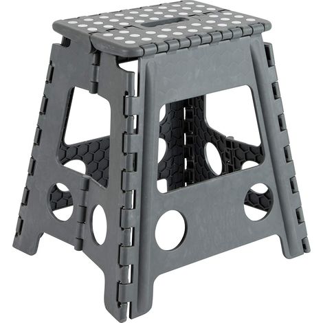 ARREGUI Taburete Plegable, Banqueta Plegable para Adultos o Niños, Escalera Plegable, Taburete Escalón Infantil, Taburete para Cocina, Baño, Camping , 32 cm de Altura, Gris TB-032-G