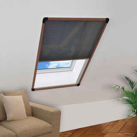 148655 vidaXL Plisse Insect Screen for Windows Aluminium Brown 80x120 cm (1/5)