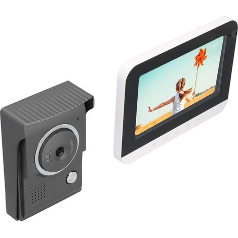 Sonnette vidéo intelligente multifonctionnelle avec écran LCD haute définition, 100-240 V, pour la maison et le bureau (prise UE). (1/5)