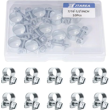 11-13MM Mini Collier de Serrage pour Tuyau Réglables Collier Durite Essence Colliers de Serrages Metallique pour Conduite de Carburant Tuyau D'échappement (1/5)