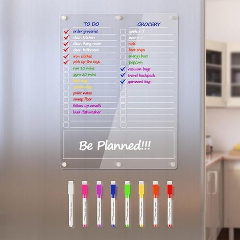Agenda magnética para nevera – Planificador semanal – 30 x 40 cm – Incluye 8 rotuladores de tiza líquida (1/5)