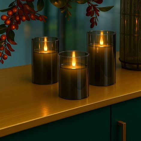 Ensemble de bougies led sans flamme avec telecommande cire veritable (1/5)