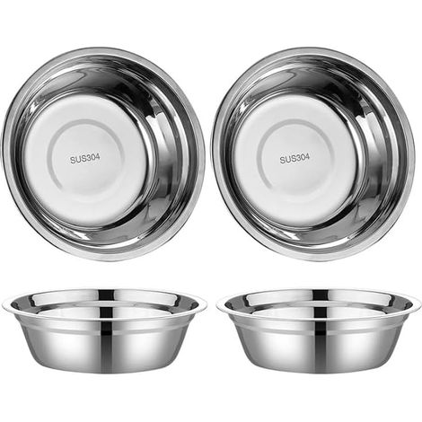 4 Pièces Bol Inox Cul de Poule Saladier Bassine Métallique Assiette Creuse pour Soupe Gamelle Incassable Cuisine Camping 14cm (1/5)