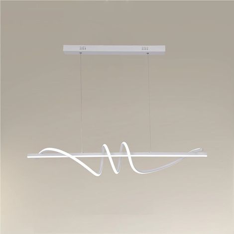 TrAdE Shop Traesio - Lampadario A Sospensione Led 65w Bianco Spirale Ondulato Luce 4000k Vortice Orizzontale 32422 - (1/5)