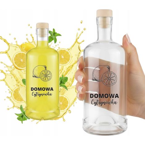 Dekorative Tadek-Flasche 0,5 l mit Zitronenmuster für Liköre, Spirituosen und Säfte (1/5)