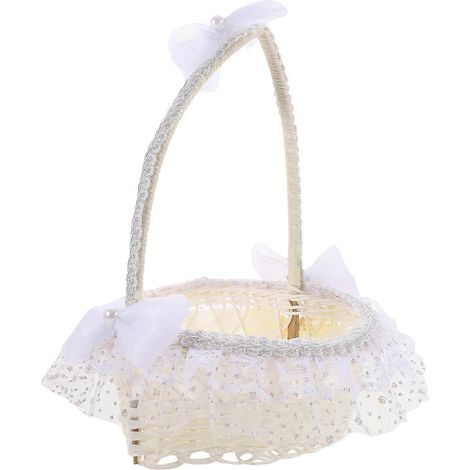 Panier à fleurs de mariage en dentelle en forme de cœur, compatible avec les mariages (1 pièce) (1/5)