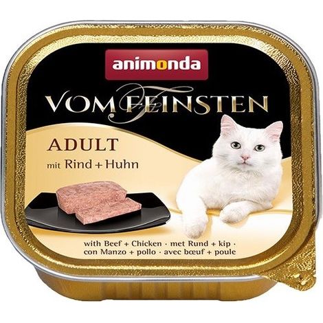 Animonda Cat  Vom Feinsten Adult  Comida húmeda para gatos adultos - Bandeja de 100 g - Ternera y pollo 100 g