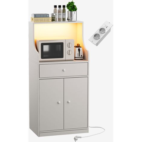 ARMOIRE DE CUISINE 60X40X123CM 2 PORTES, 3 TIROIRS, 1ÉTAGÈRES CHÊNE CLAIR ET GRIS BANDE LUMINEUSE DE 40 CM AVEC FONCTION BLUETOOTH (1/5)