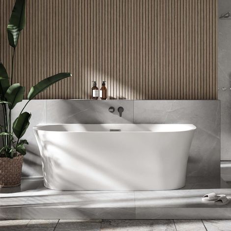 BERNSTEIN - Bañera exenta acrí­lica NOVA - 170 x 80 cm - Superficie y griferí­a de pie seleccionable:sin montaje en stand, Sin sifón, Blanco brillante